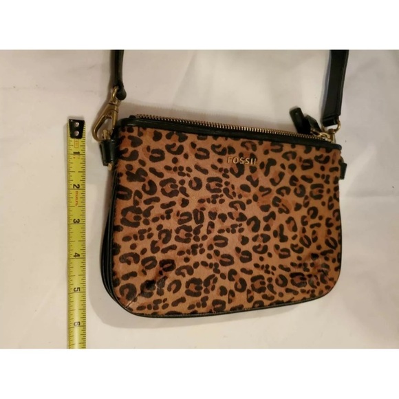 Fossil “Memoir”  Top Zip Calf Hair Cheetah Print Purse Bag Wristlet - Picture 15 of 15